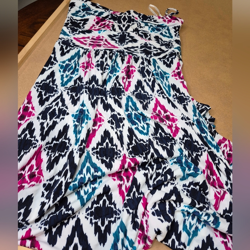 Ann Taylor Multicolor Abstract Print, Spaghetti Strap Dress